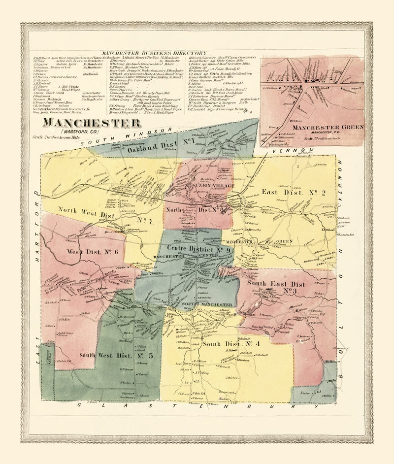 Size comparison using Vintage Map of Manchester, Connecticut 1869
