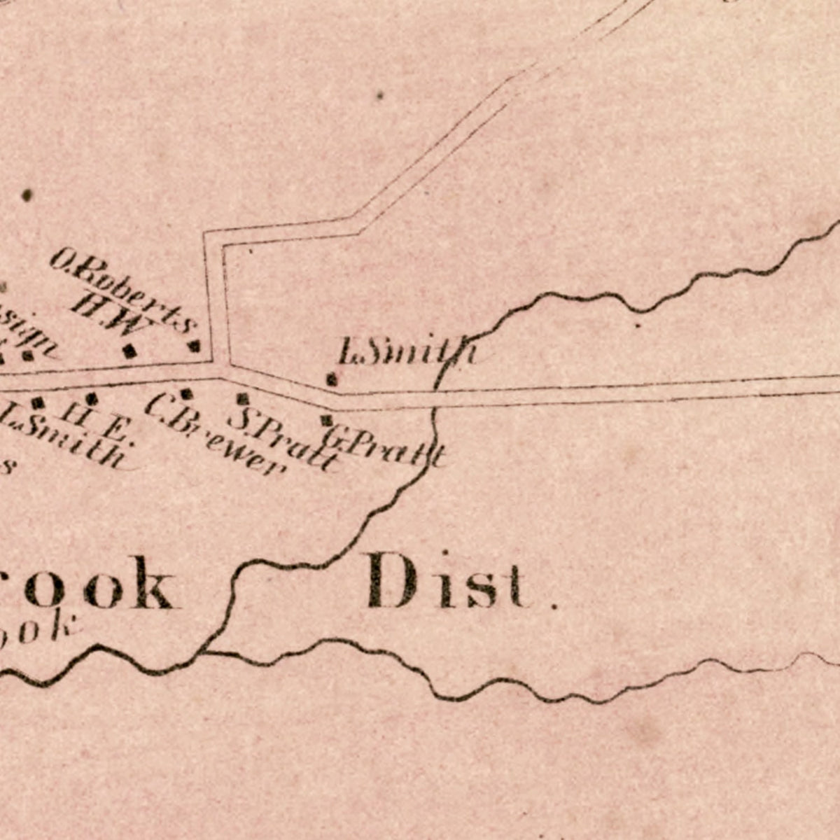 Restored historic details from the 1869 city map of East Hartford, Connecticut