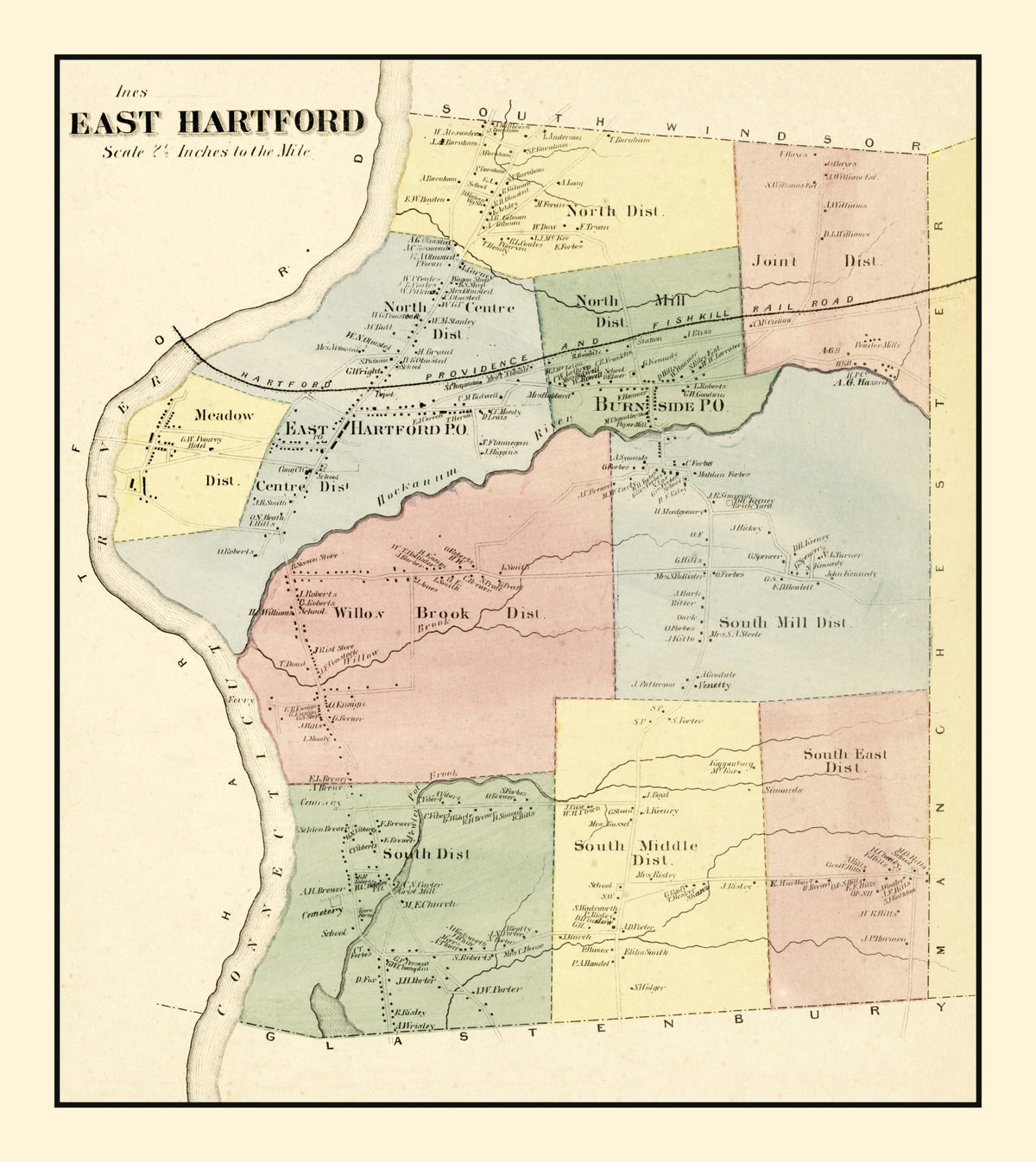 Preview of Vintage Map of East Hartford, Connecticut 1869