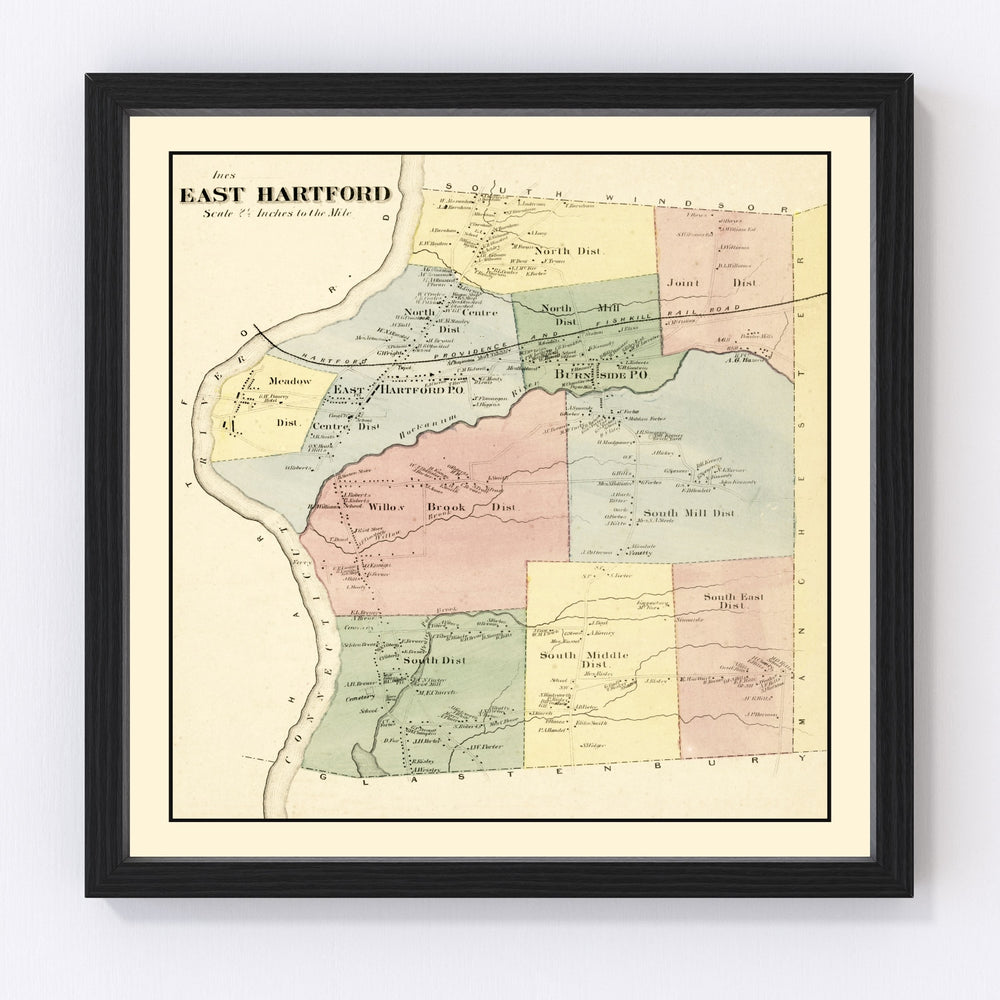 East Hartford Vintage Map 1869