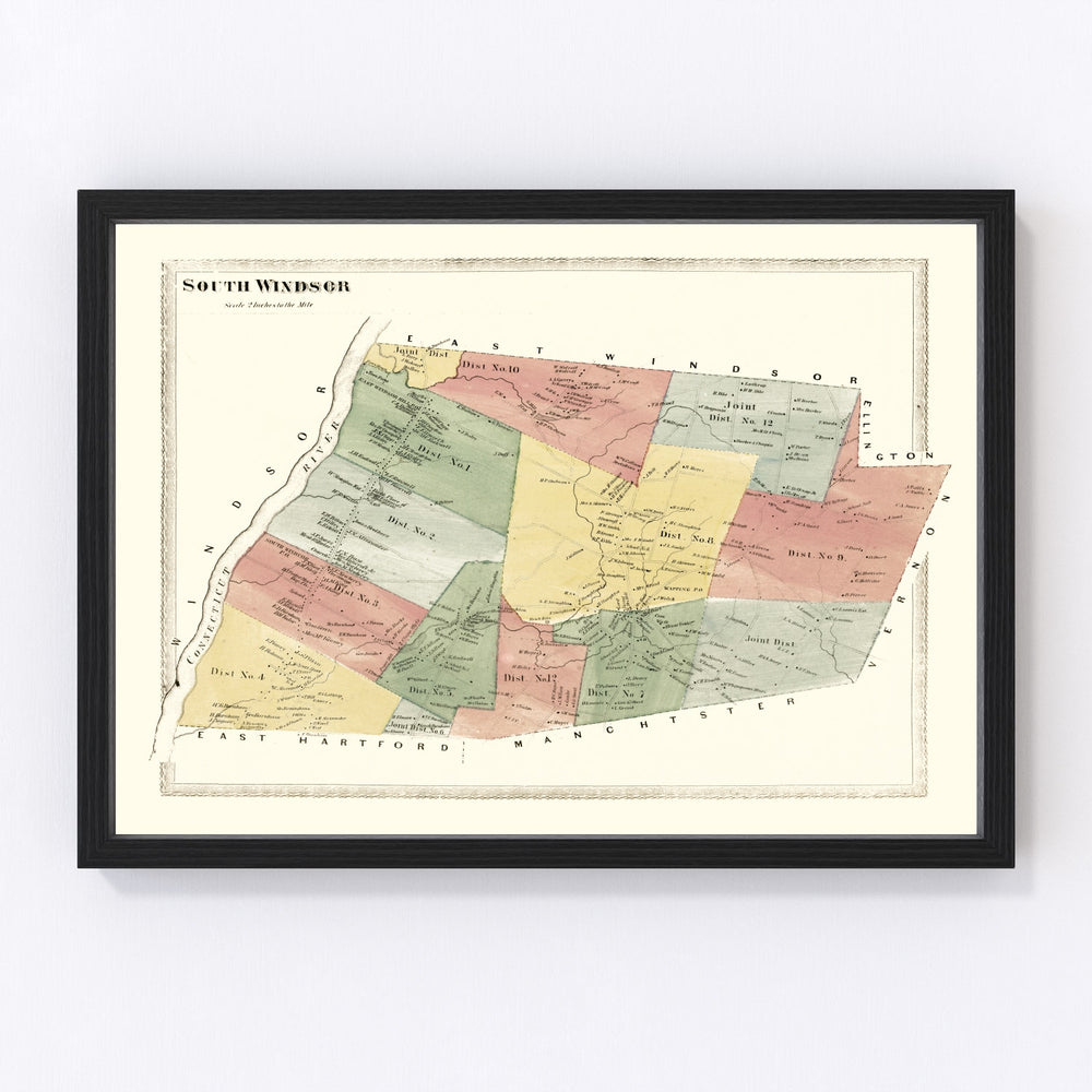 South Windsor Vintage Map 1869