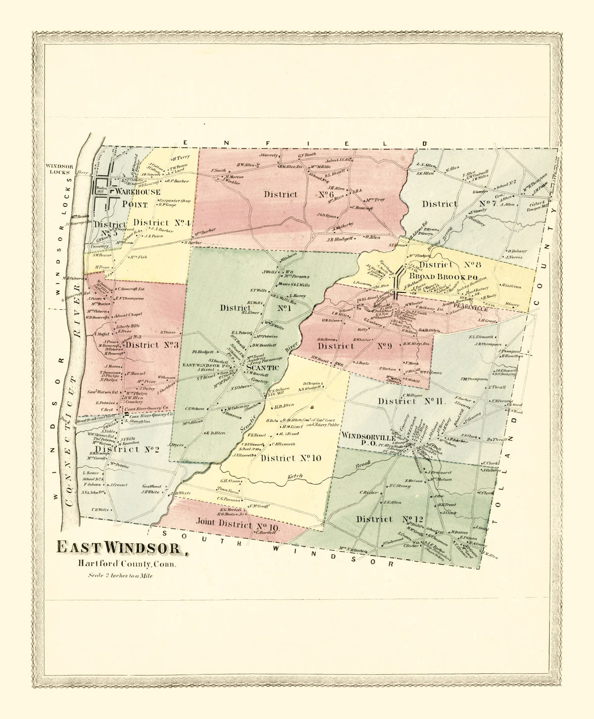 Preview of Vintage Map of East Windsor, Connecticut 1869
