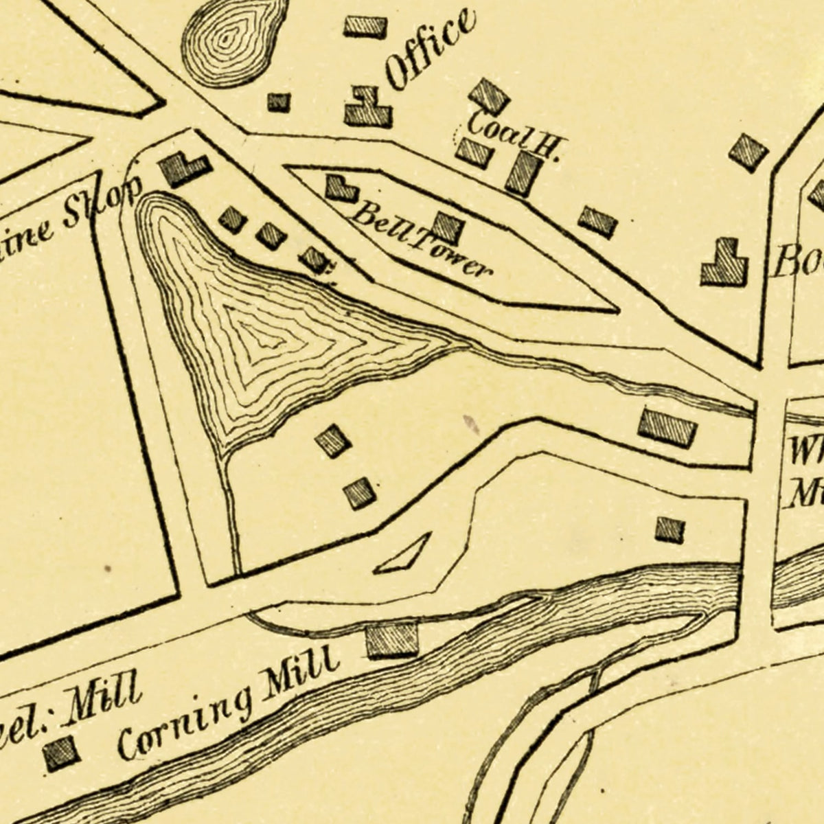 Restored historic details from the 1869 city map of Hazardville, Connecticut