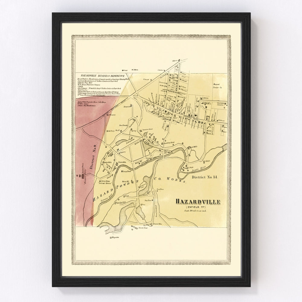 Hazardville Vintage Map 1869