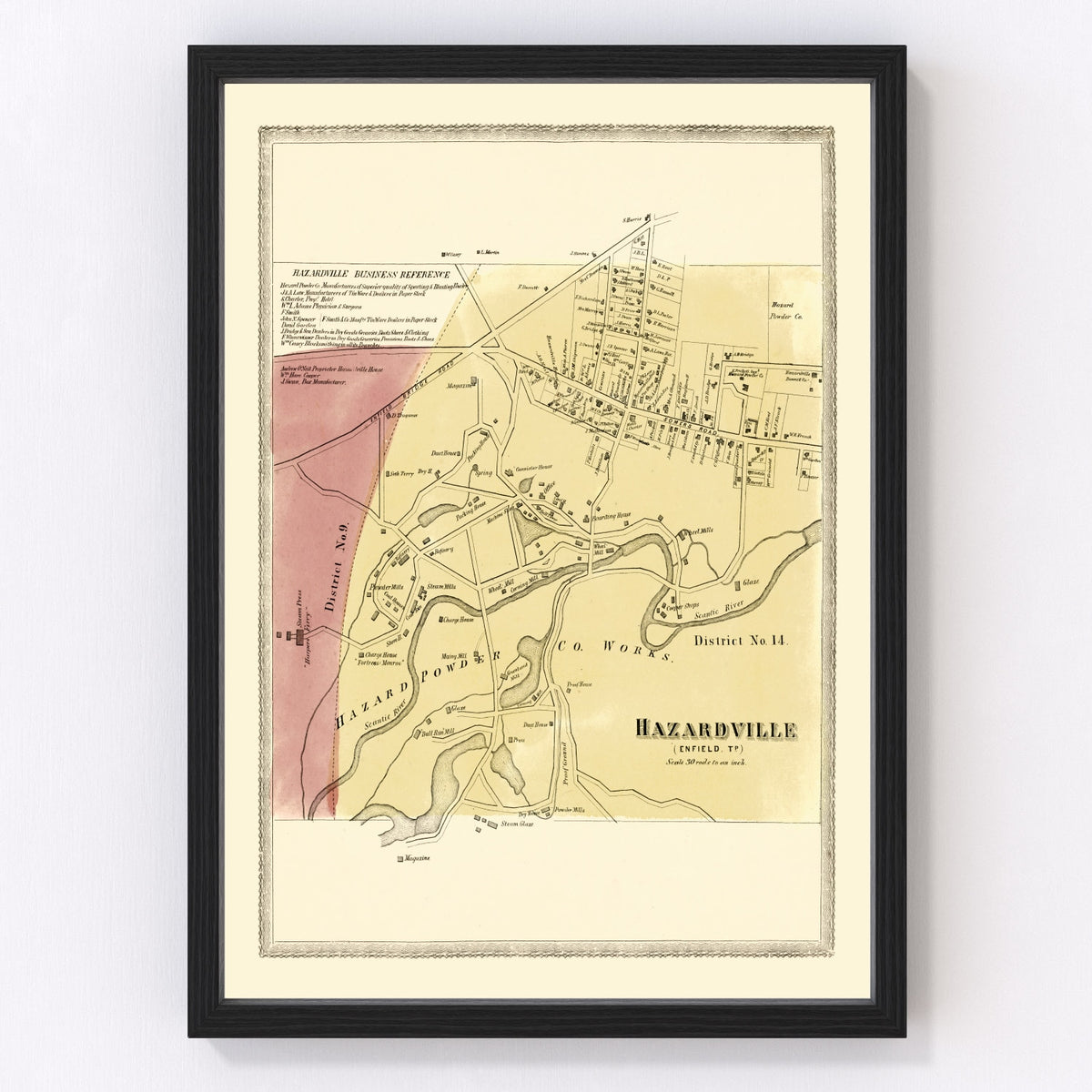 Hazardville Vintage Map 1869