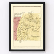 Hazardville Vintage Map 1869