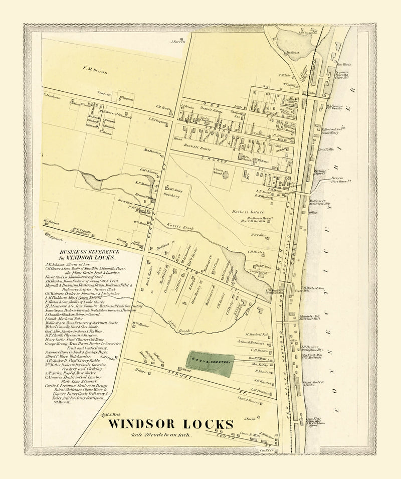 Size comparison using Vintage Map of Windsor Locks, Connecticut 1869