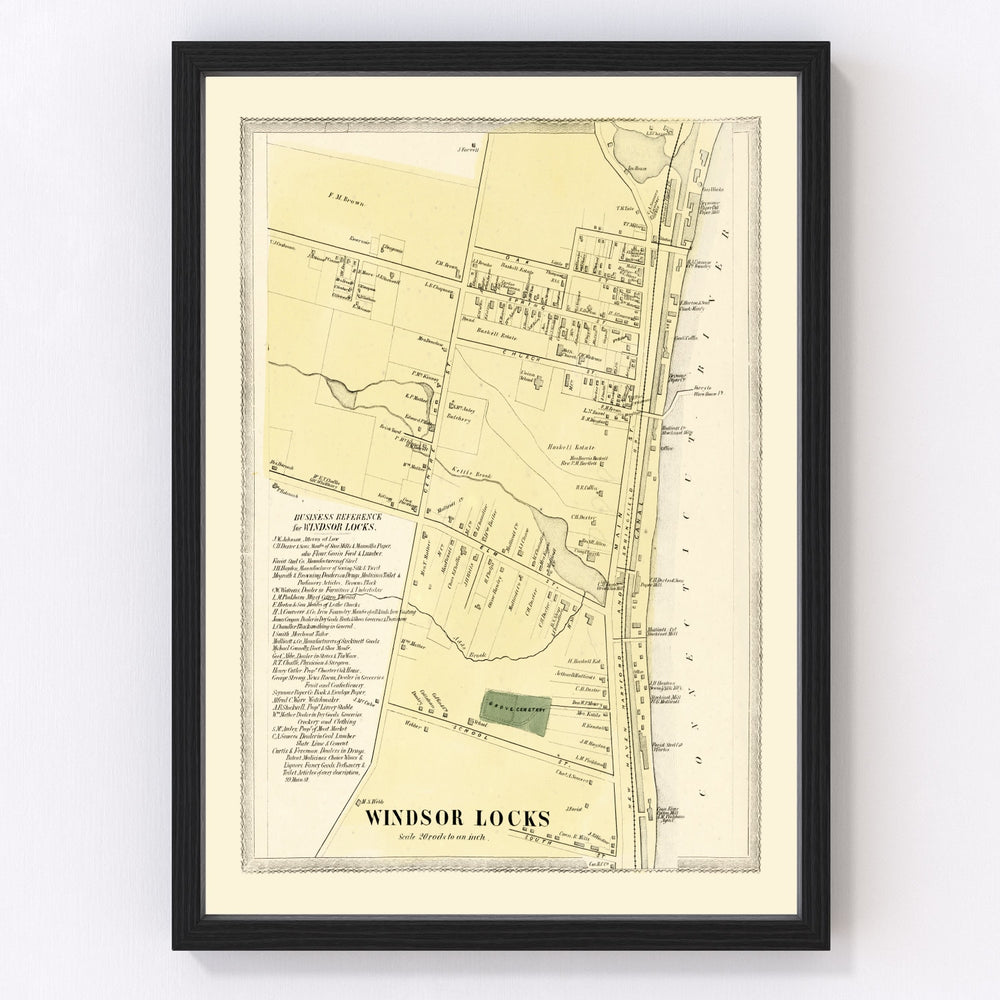 Windsor Locks Vintage Map 1869