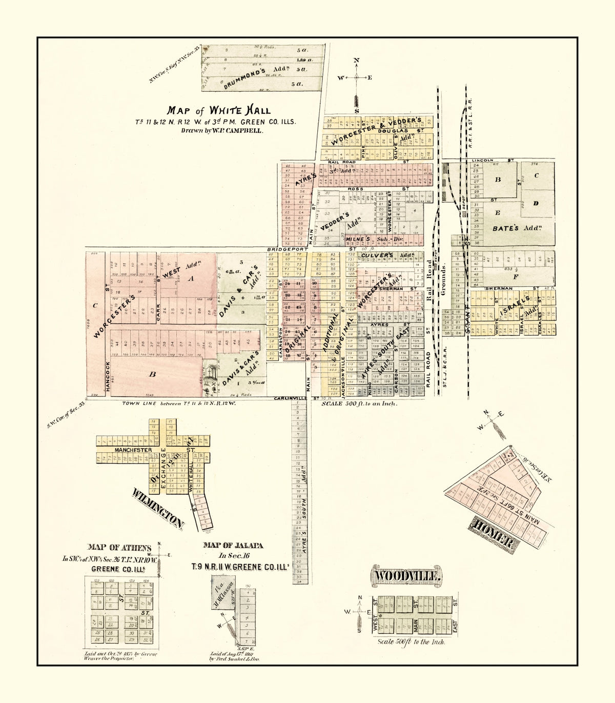Preview of Vintage Map of White Hall, Illinois 1873