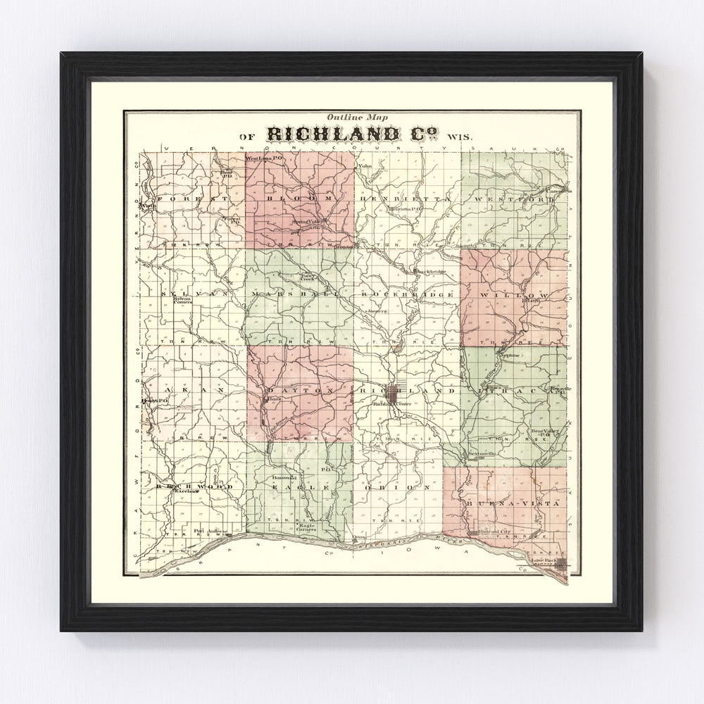 Richland County Vintage Map 1874