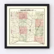 Richland County Vintage Map 1874