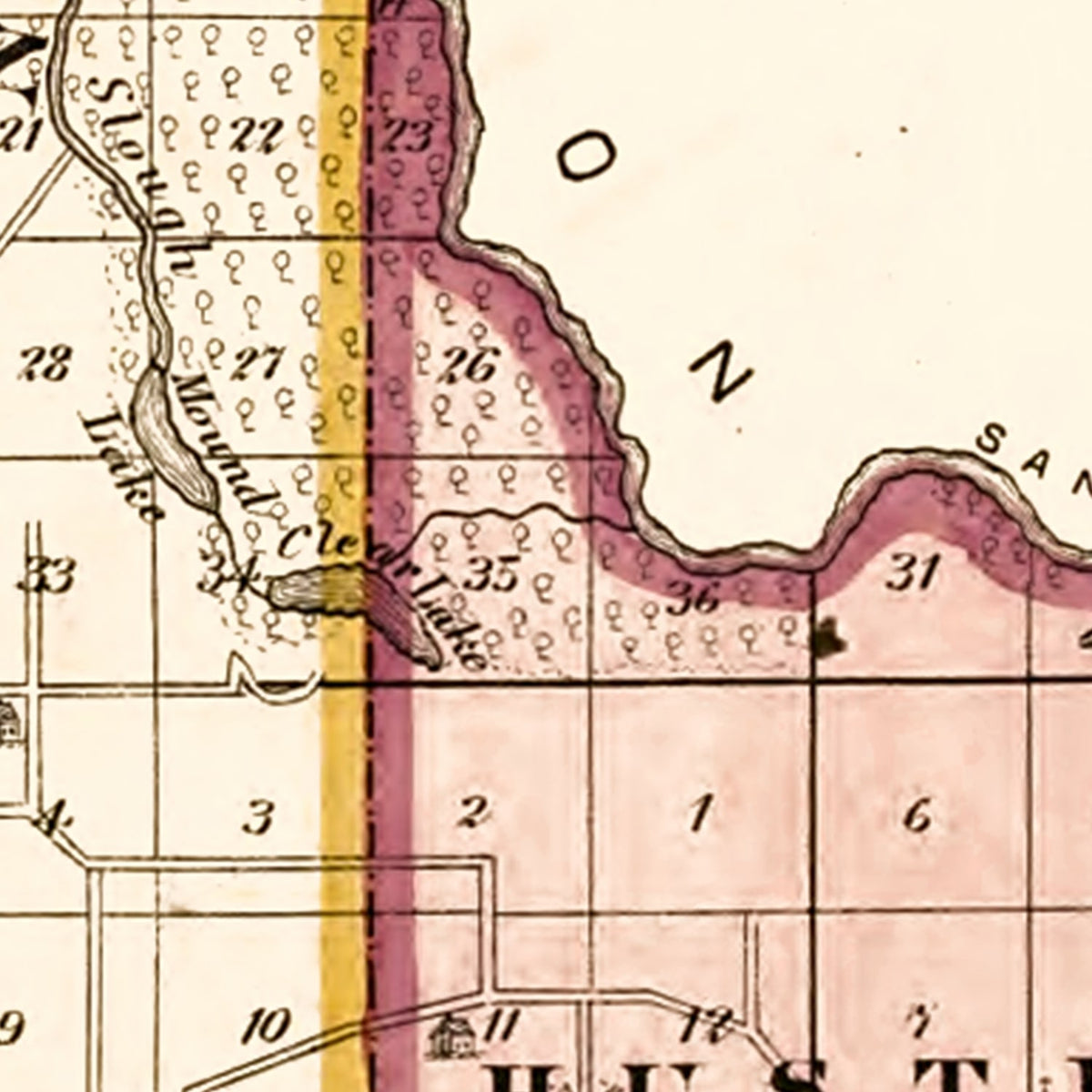 Restored historic details from the 1874 county map of Cass County, Illinois