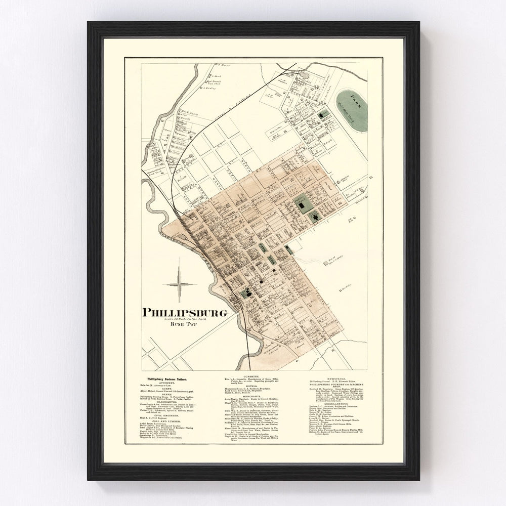 Phillipsburg Vintage Map 1874