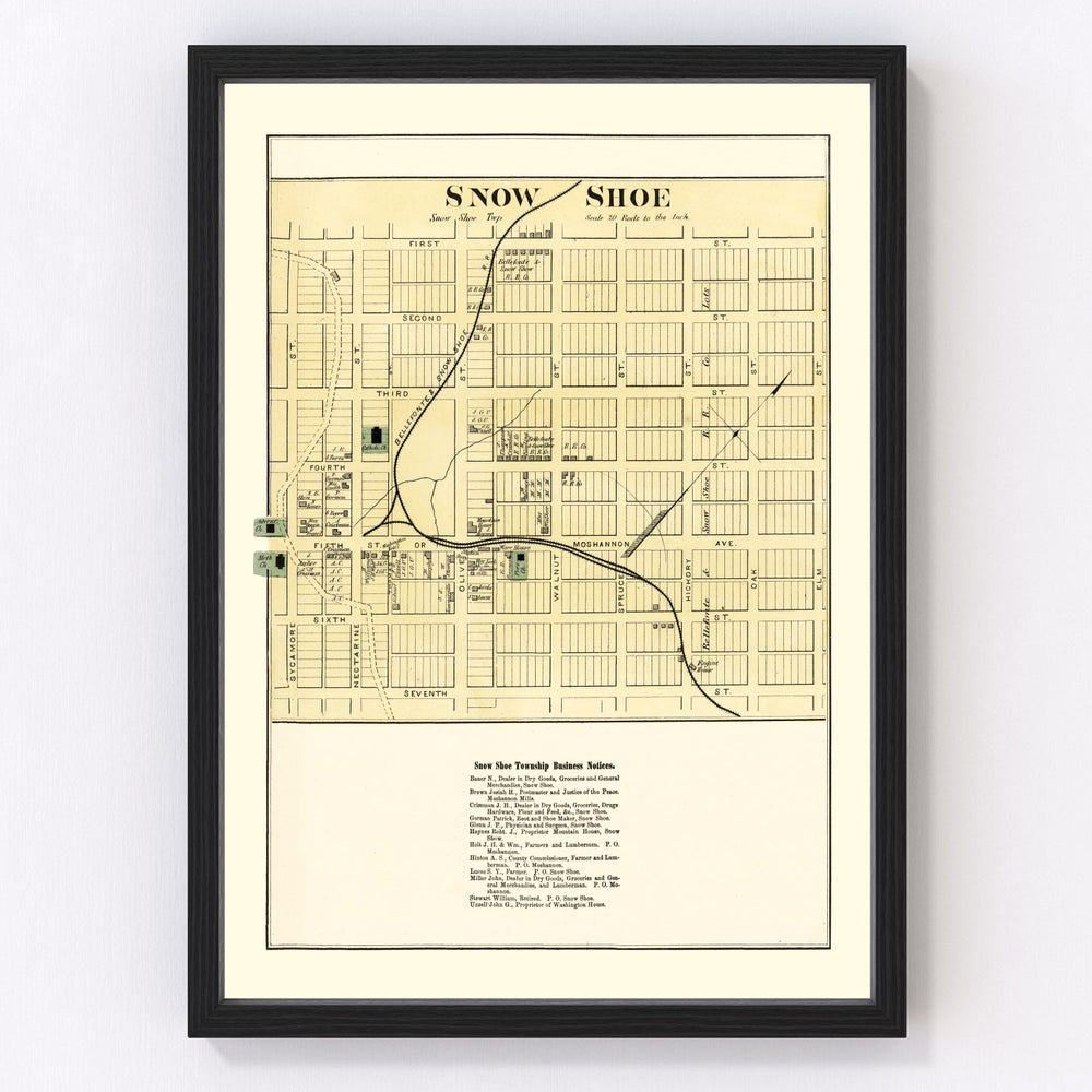 Snow Shoe Vintage Map 1874