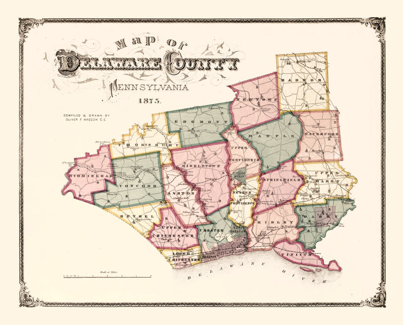 Size comparison using Vintage Map of Delaware County, Pennsylvania 1875