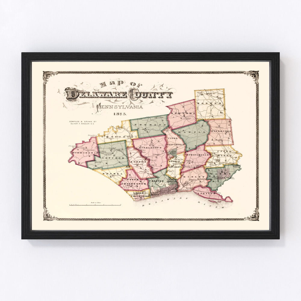 Delaware County Vintage Map 1875