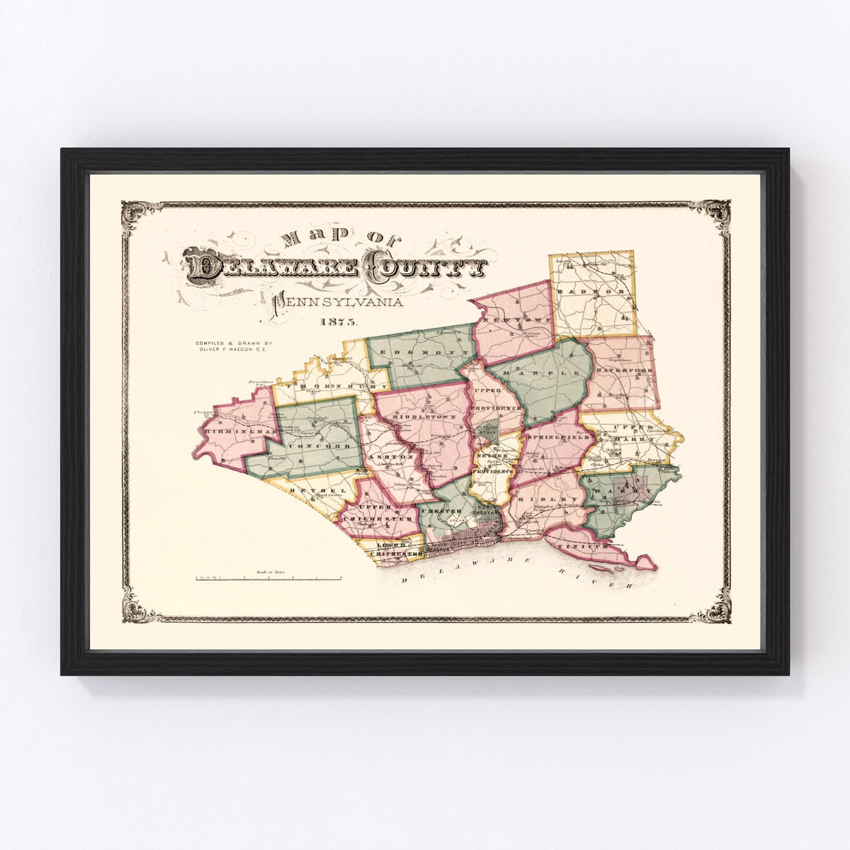Delaware County Vintage Map 1875