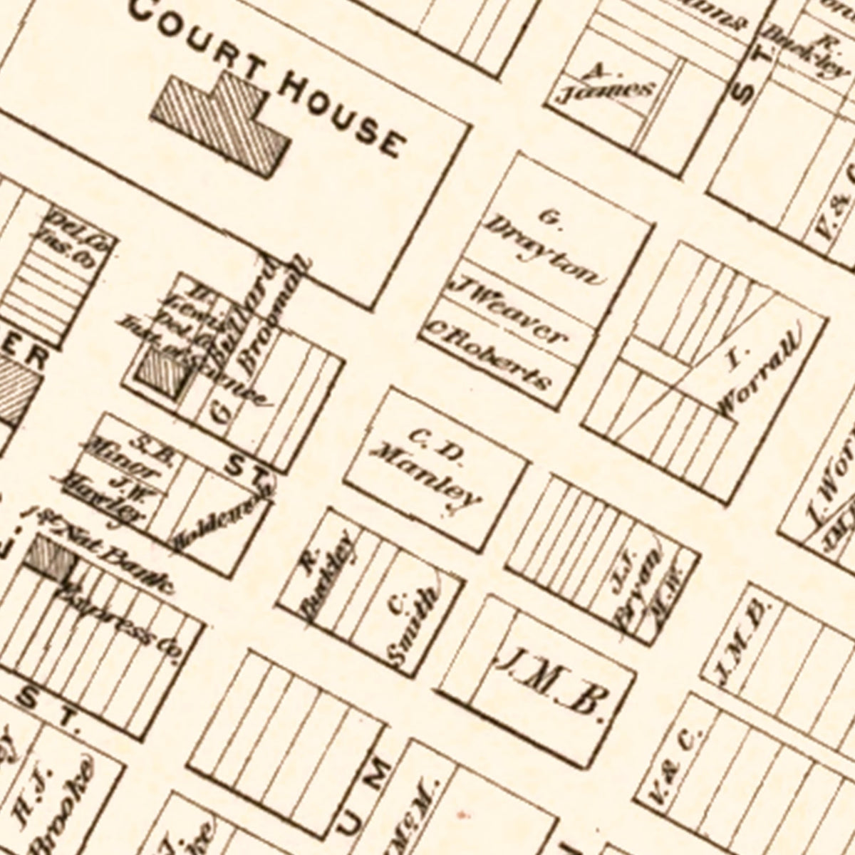 Restored historic details from the 1875 city map of Media, Pennsylvania