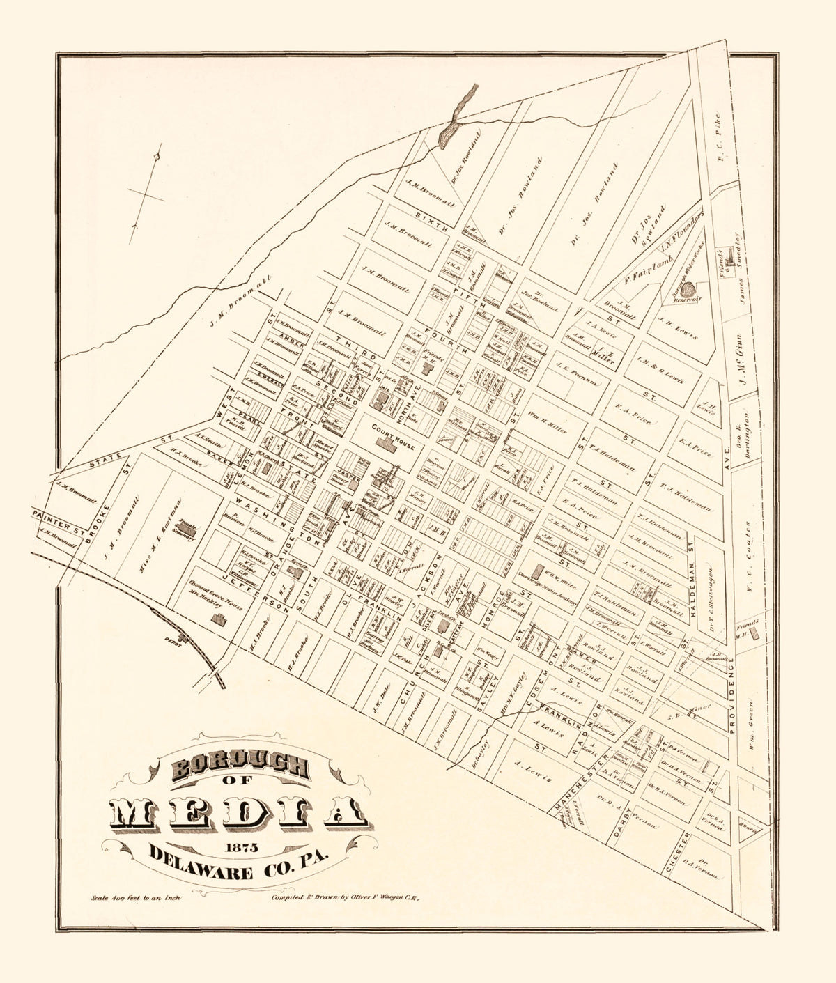 Preview of Vintage Map of Media, Pennsylvania 1875