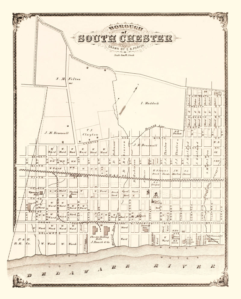 Size comparison using Vintage Map of South Chester, Pennsylvania 1875