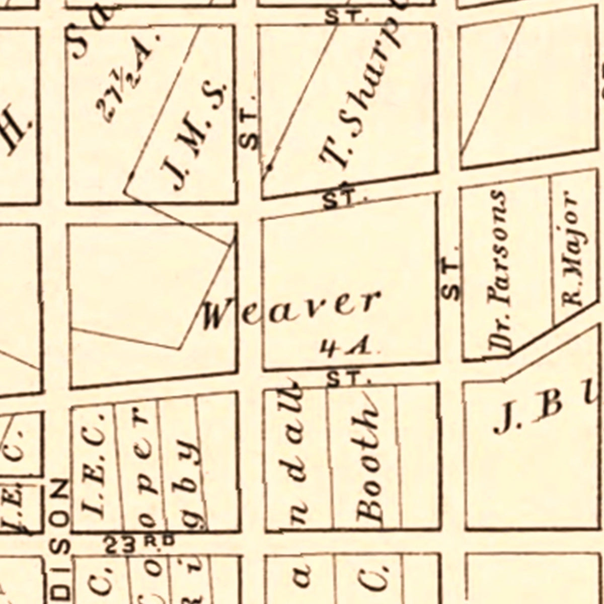 Restored historic details from the 1875 city map of North Chester, Pennsylvania