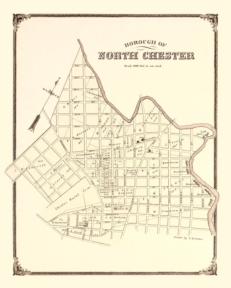 Size comparison using Vintage Map of North Chester, Pennsylvania 1875