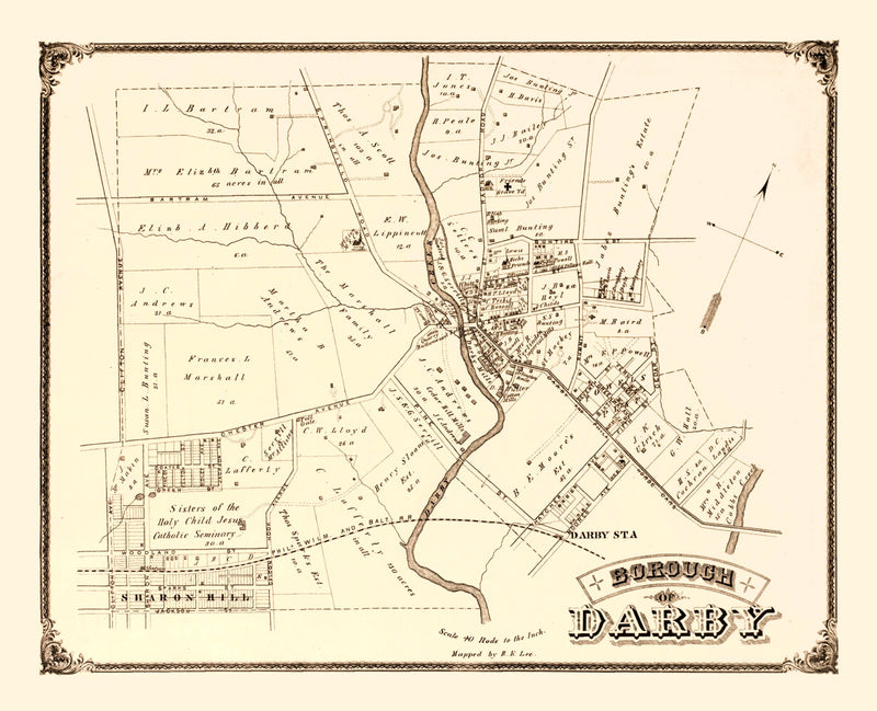 Size comparison using Vintage Map of Darby, Pennsylvania 1875