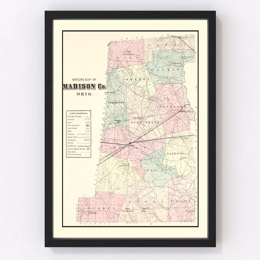 Madison County Vintage Map 1875