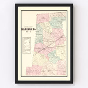 Madison County Vintage Map 1875