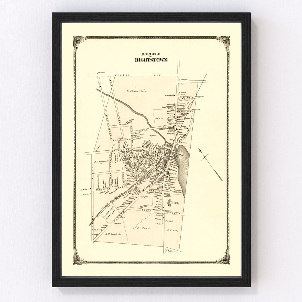 Hightstown Vintage Map 1875