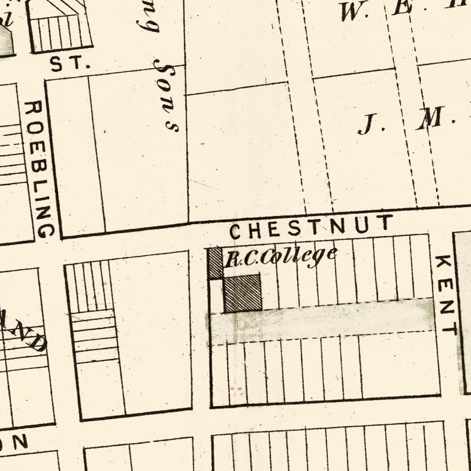 Restored historic details from the 1875 city map of Chambersburg, New Jersey