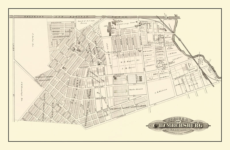 Size comparison using Vintage Map of Chambersburg, New Jersey 1875
