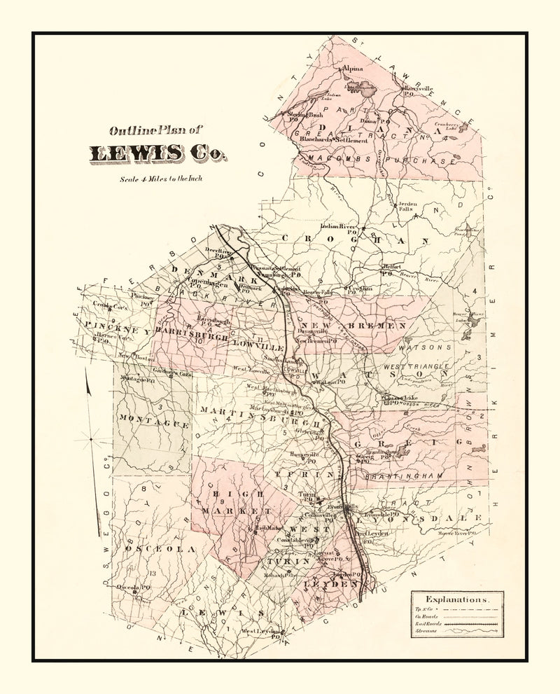 Size comparison using Vintage Map of Lewis County, New York 1875