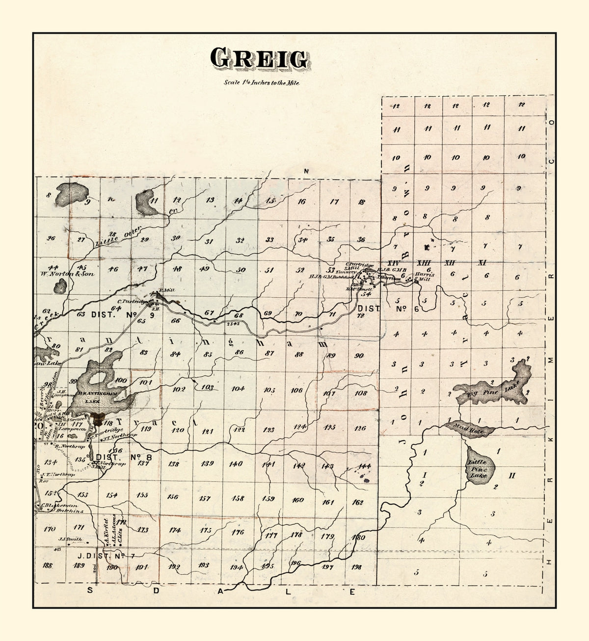 Preview of Vintage Map of Greig Township, Lewis County, New York 1875