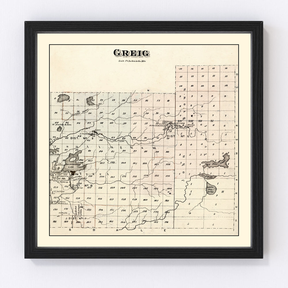Greig Township Vintage Map 1875