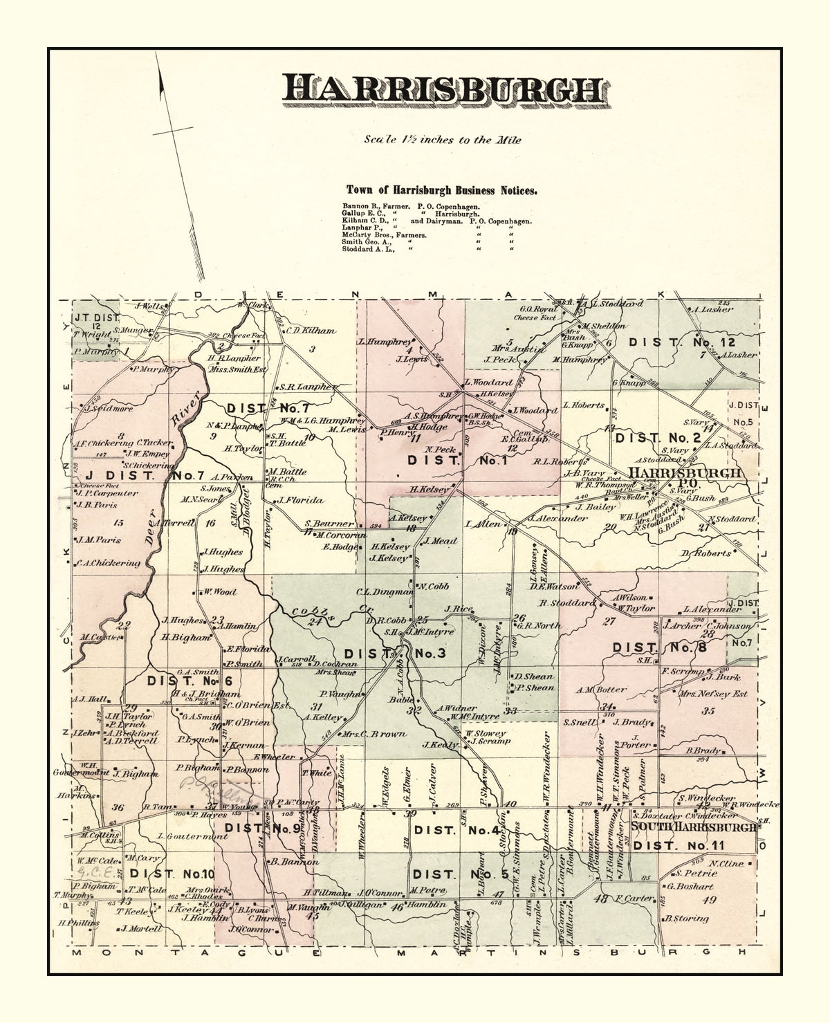 Preview of Vintage Map of Harrisburgh Township, Lewis County, New York 1875