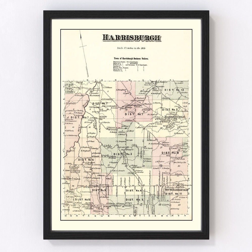 Harrisburgh Township Vintage Map 1875