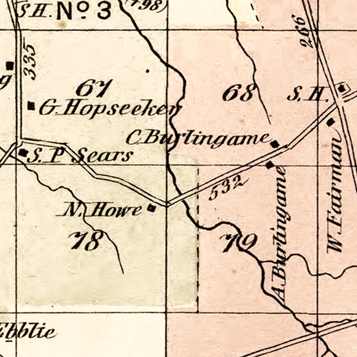 Restored historic details from the 1875 township map of Lewis County, New York