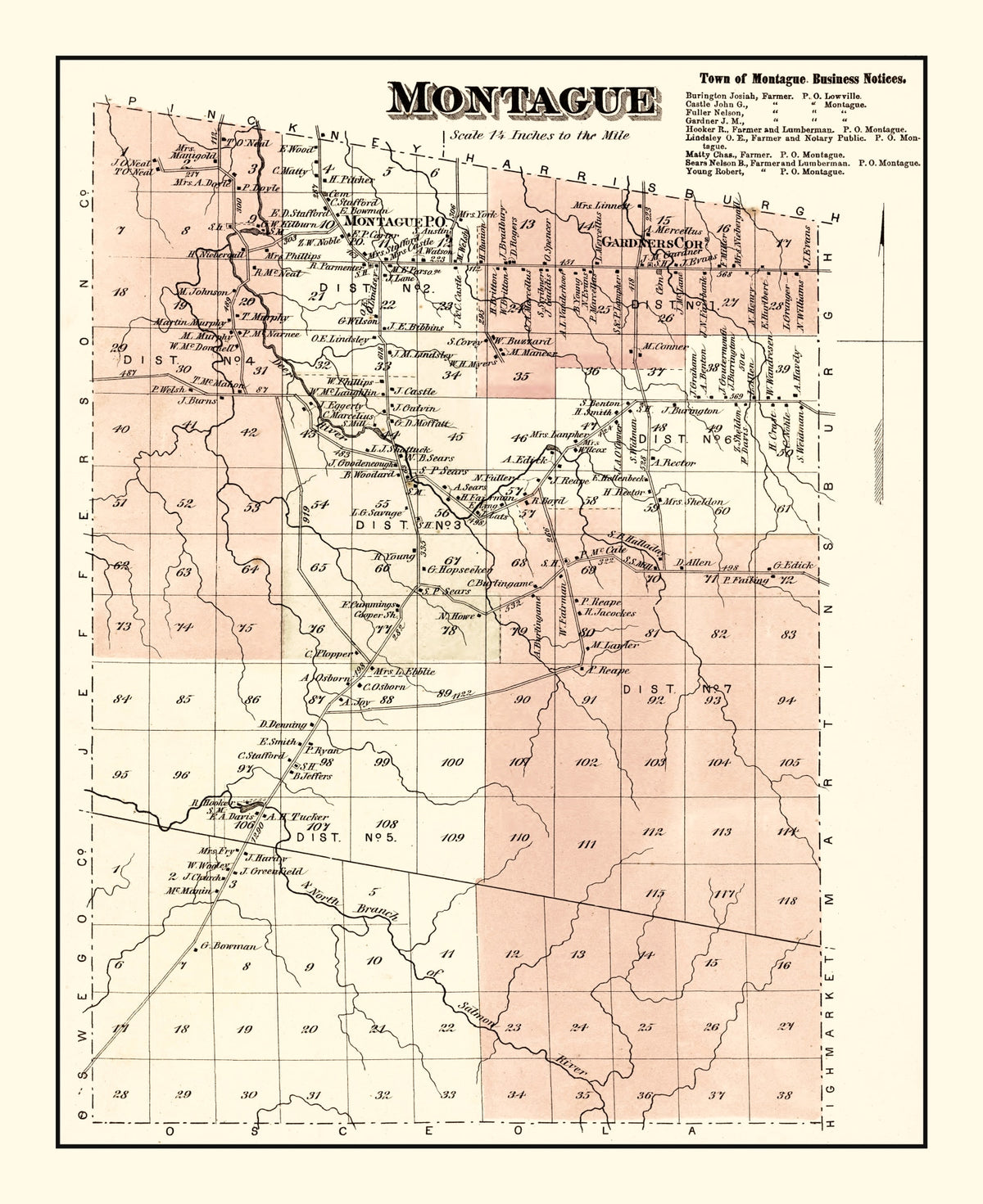 Preview of Vintage Map of Montague Township, Lewis County, New York 1875