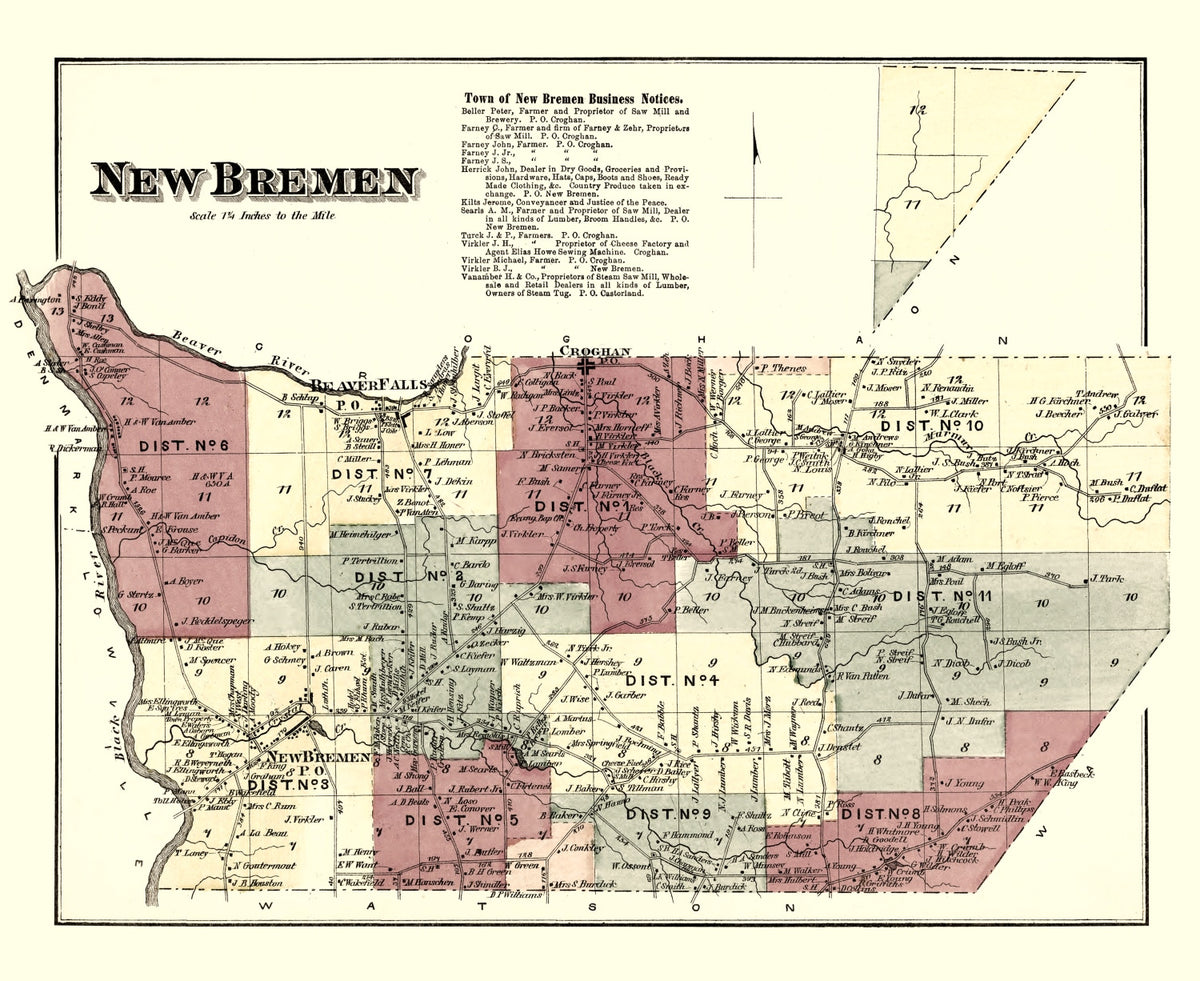 Preview of Vintage Map of New Bremen Township, Lewis County, New York 1875