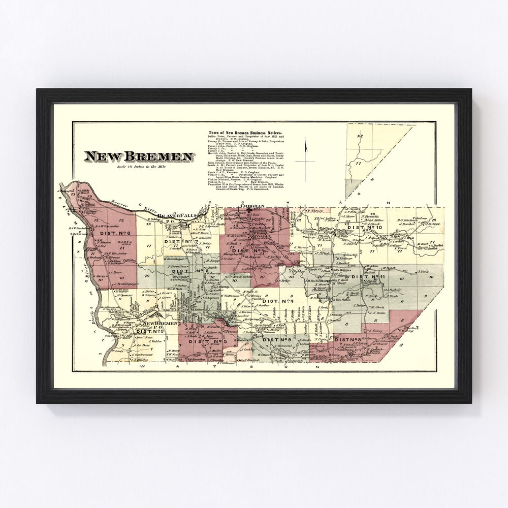 New Bremen Township Vintage Map 1875
