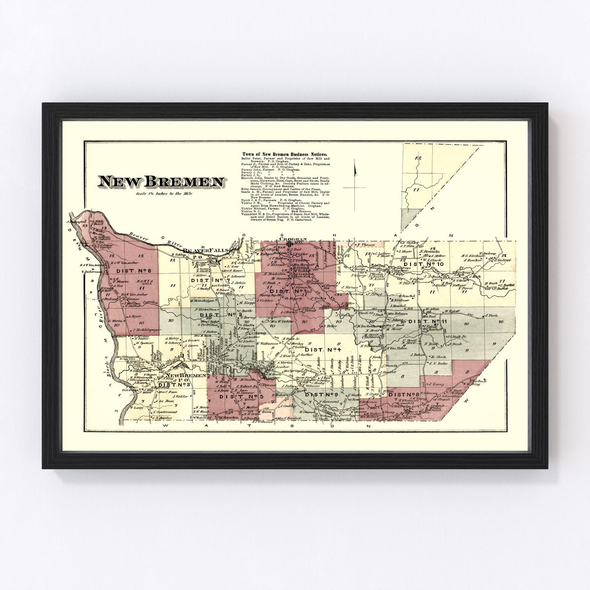 New Bremen Township Vintage Map 1875