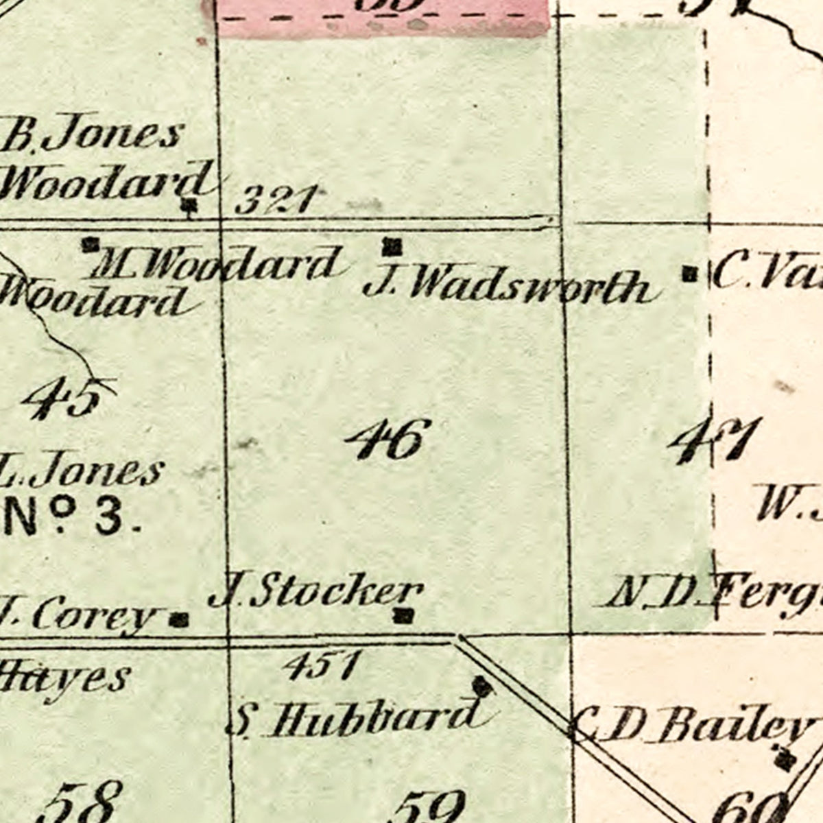 Restored historic details from the 1875 township map of Lewis County, New York