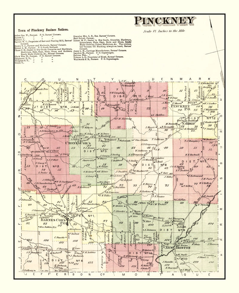 Size comparison using Vintage Map of Pinckney Township, Lewis County, New York 1875