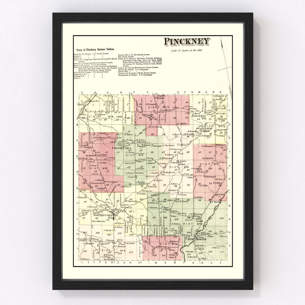 Pinckney Township Vintage Map 1875