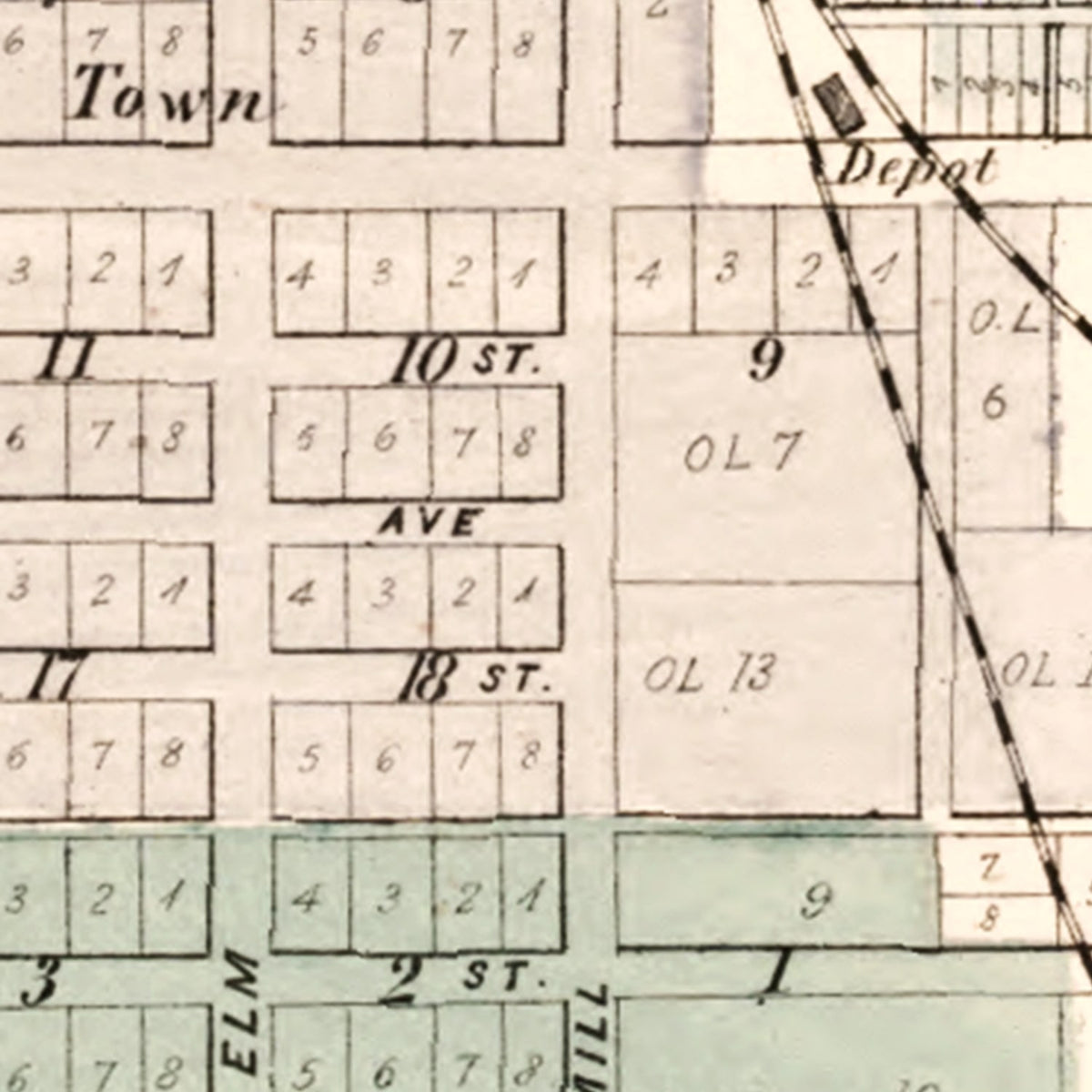 Restored historic details from the 1875 township map of Henry County, Indiana