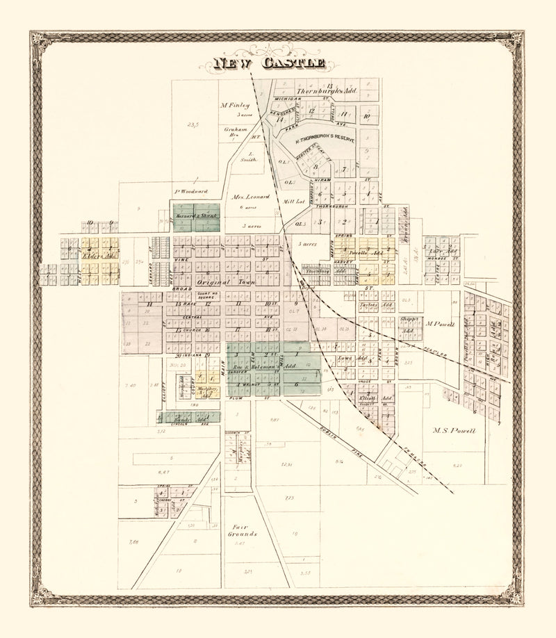 Size comparison using Vintage Map of New Castle Township, Henry County, Indiana 1875