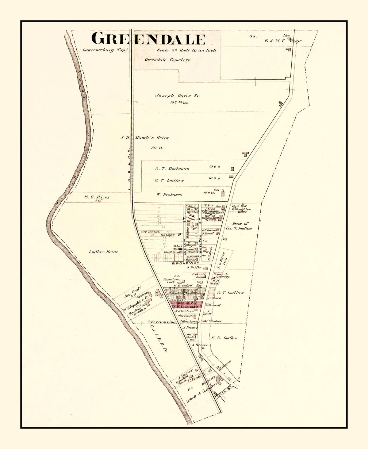 Preview of Vintage Map of Greendale, Indiana 1875