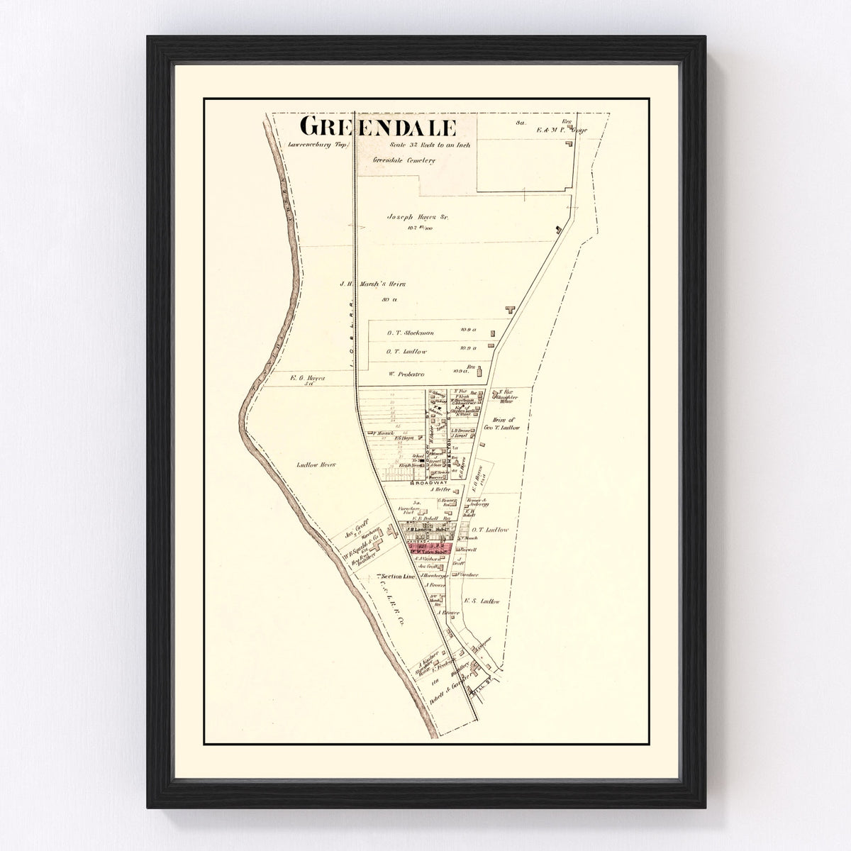Greendale Vintage Map 1875