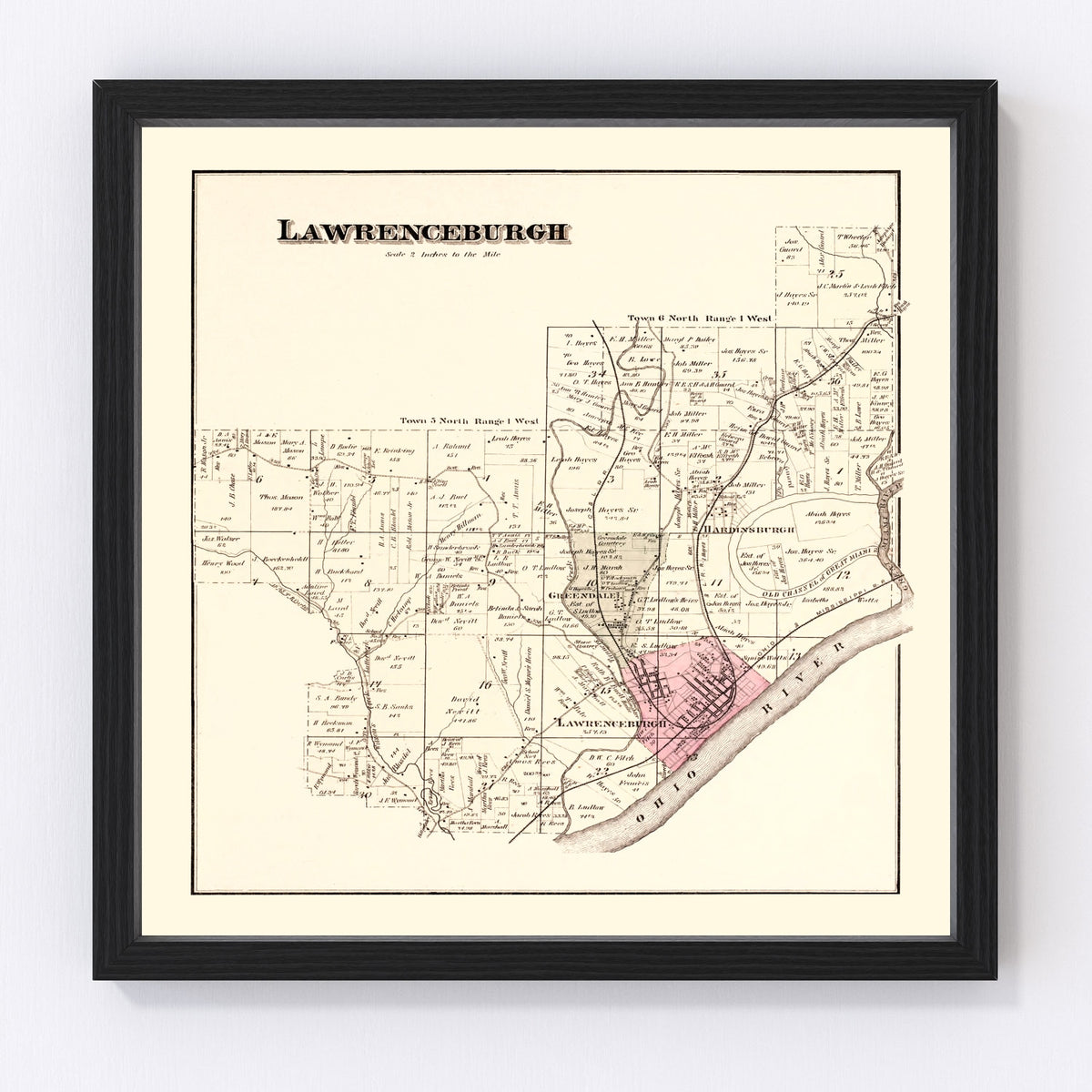 Lawrenceburgh Township Vintage Map 1875
